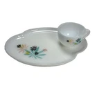 Federal Atomic Flower Milk Glass Patio Snack Set Vintage Mid-Century Modern