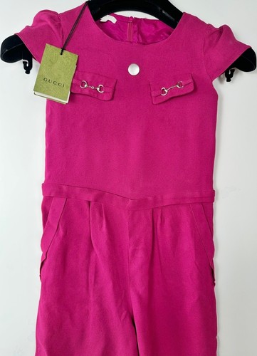 2K Gucci 2017 Kids Girls Pink Long Pants Jumpsuit 5 6 Romper Dress Outfit S M - Picture 3 of 18