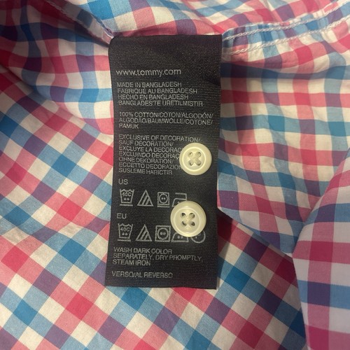 Tommy Hilfiger Shirt White Blue Pink Check Mens Size XXL Button Up Short Sleeve - Picture 3 of 8