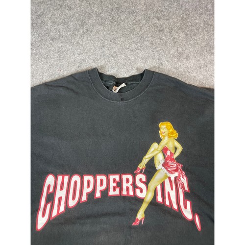 VINTAGE Choppers Inc Shirt Herren XL grau Melbourne Florida Pinup Girl Moto Y2K - Bild 5 von 6