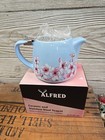New ALFRED Ceramic TEAPOT & Stainless Steel Tea Strainer ~ 20oz CHERRY BLOSSOMS