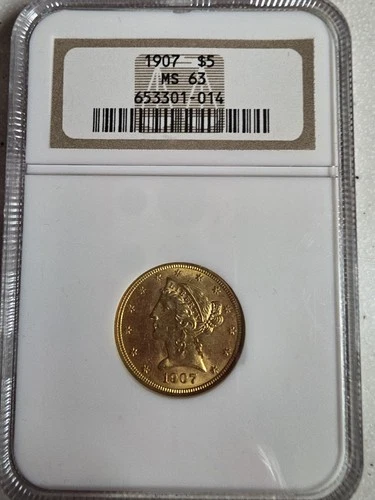 1907 $5 Gold Liberty Head Ms63