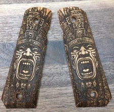 Colt 1911 Full Size Grips - Aztec/Mayan Style Intricately Engraved Grip Set
