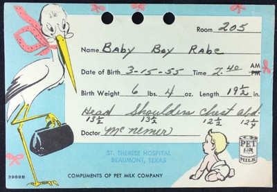 hospital birth announcement