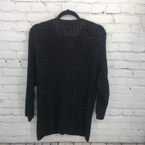 Coldwater Creek Top Womens 2X Black Long Sleeve Sequin Button Up Blouse - Picture 12 of 16