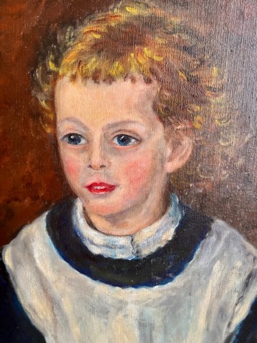 VINTAGE 1960S OIL PAINTING PORTRAIT OF CHILD IN HEAVY ORNATE FRAME SIGNED - Picture 8 of 10