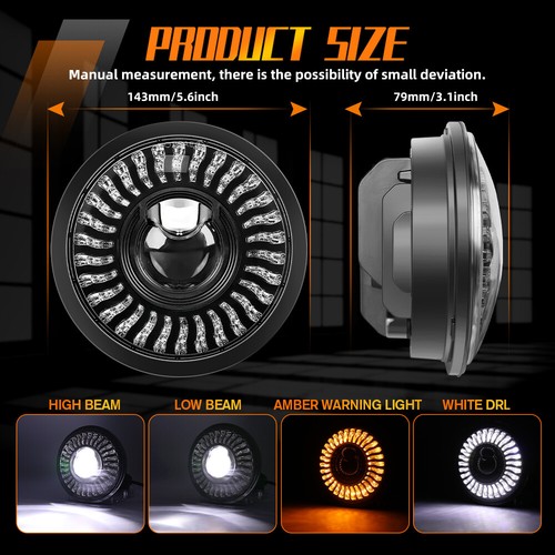 5.75 Projector LED Headlights Start Halo for Kenworth W-900A W900A Peterbilt 359 - Picture 2 of 10