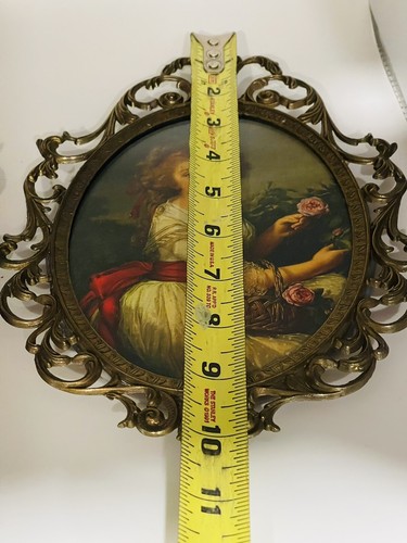 Wall Art Oval Ornate Framed Metal Victorian Picture Girl Boy Florentia Italy VTG - Picture 10 of 11