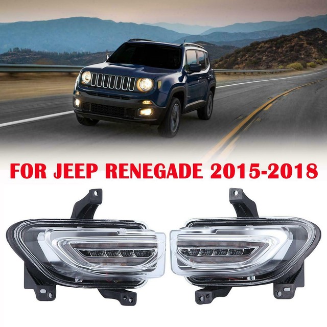 2x DRL Daytime Running LED Driving Lights Fog Lamps For Jeep Renegade