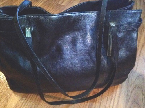 Wilsons Leather Large Tote Bag Black Leather/Faux Fur - Picture 8 of 9