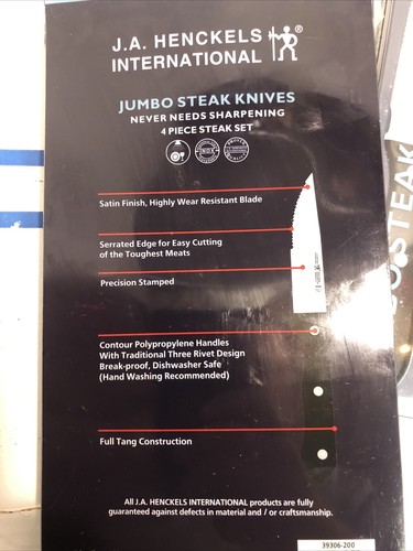 JA Henckels 39306 Jumbo Knife Set 4 Piece Set - 4.5 Inch Blades Substantial Grip - Picture 2 of 2