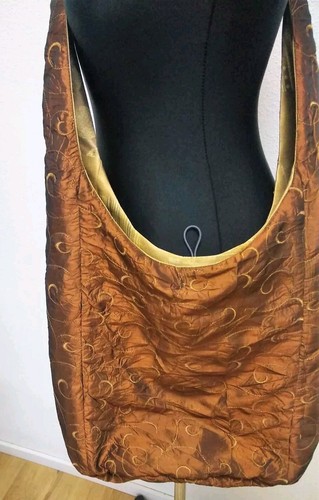 Cross body,hippie,large messenger golden bag hand made with two pockets - Picture 9 of 9