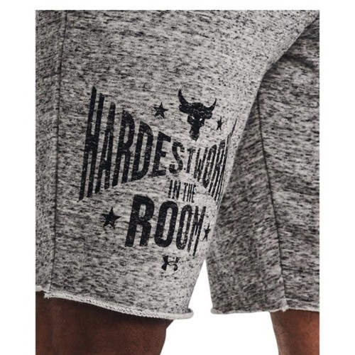 Under Armour Shorts Men’s Medium Project Rock Grey Sweat Terry Gym Shorts Bull - Picture 19 of 19