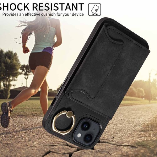 For iPhone 14 13 12 11 XS XR SE 7 8 Ring Holder Wallet Flip Leather Case Cover - Picture 11 of 48