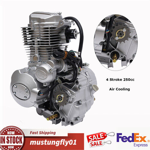 250CC 4 Stroke Vertical Engine 5 Speeds Transmission Motor Kit For Dirt Bike ATV - Bild 1 von 12