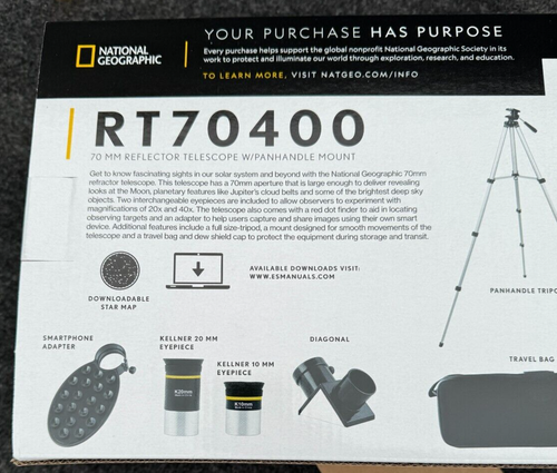 National Geographic RT70400-70mm Reflector Telescope with Panhandle Mount - New - Picture 14 of 24