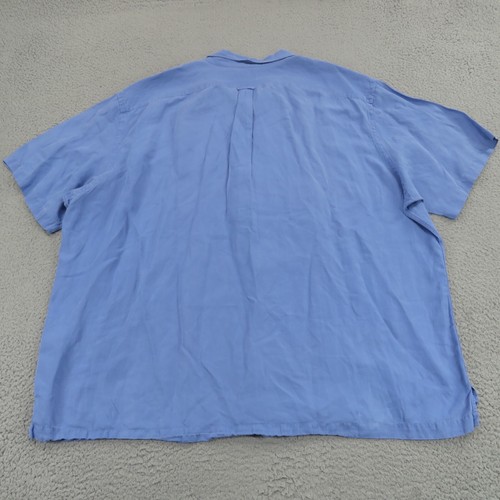 VTG Polo Ralph Lauren Shirt Mens XXXL Silk Linen Loop Camp Collar Yellow Pony - Picture 7 of 11