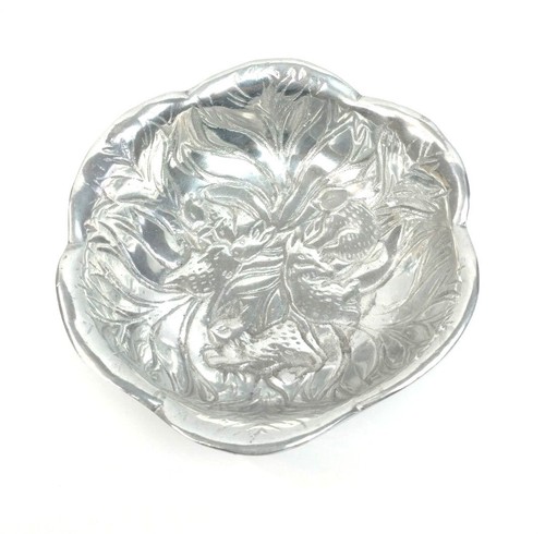 Kaninchenschale Metall Servierschale Silber Kohlblatt Aufnäher geprägt Hase Cottage - Bild 4 von 4