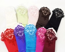 Fingerless Stretch Satin Bridal Wedding Prom Dance 20's Costume Party Gloves