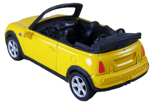 2 Yellow Mini Cooper Convertibles 1:43 Die Cast Black Interior Broken Mirrors - Picture 3 of 7
