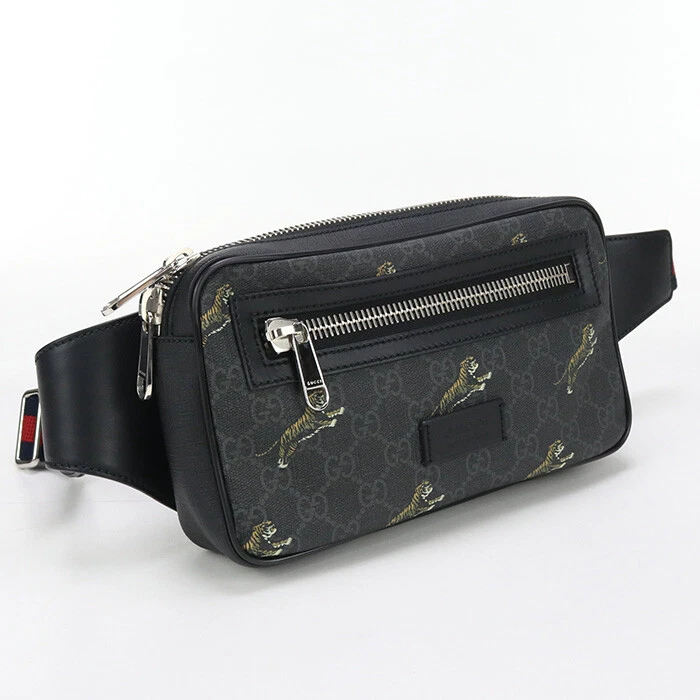 GUCCI 474293 Body Bag GG Supreme Ceinture Sac/Sling Bag GG Supreme Toile Noir Homme