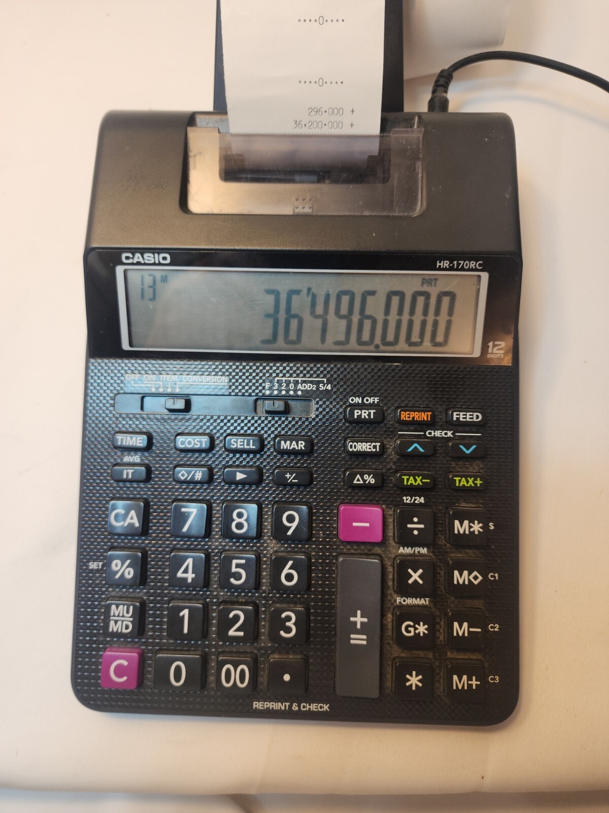 Casio HR170RC Printing Calculator Black Great Condition 889232601199