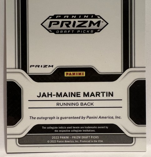 2022PaniniPrizm Draft Pick Sensational Signatures Gold Ice Jah-Maine Martin Auto - Picture 6 of 6
