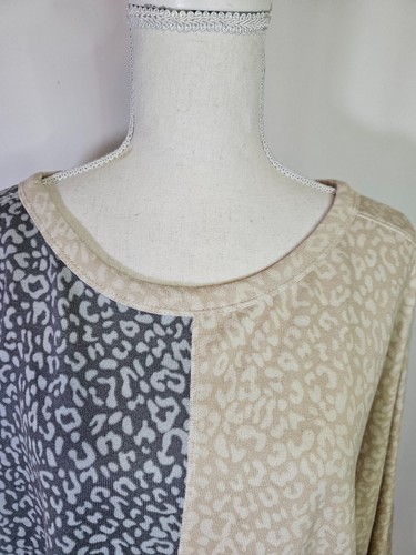 Cato Damen Strick Tunika Oberteil Gr. XL Animal Print Langarm Keyhold Back - Bild 2 von 9