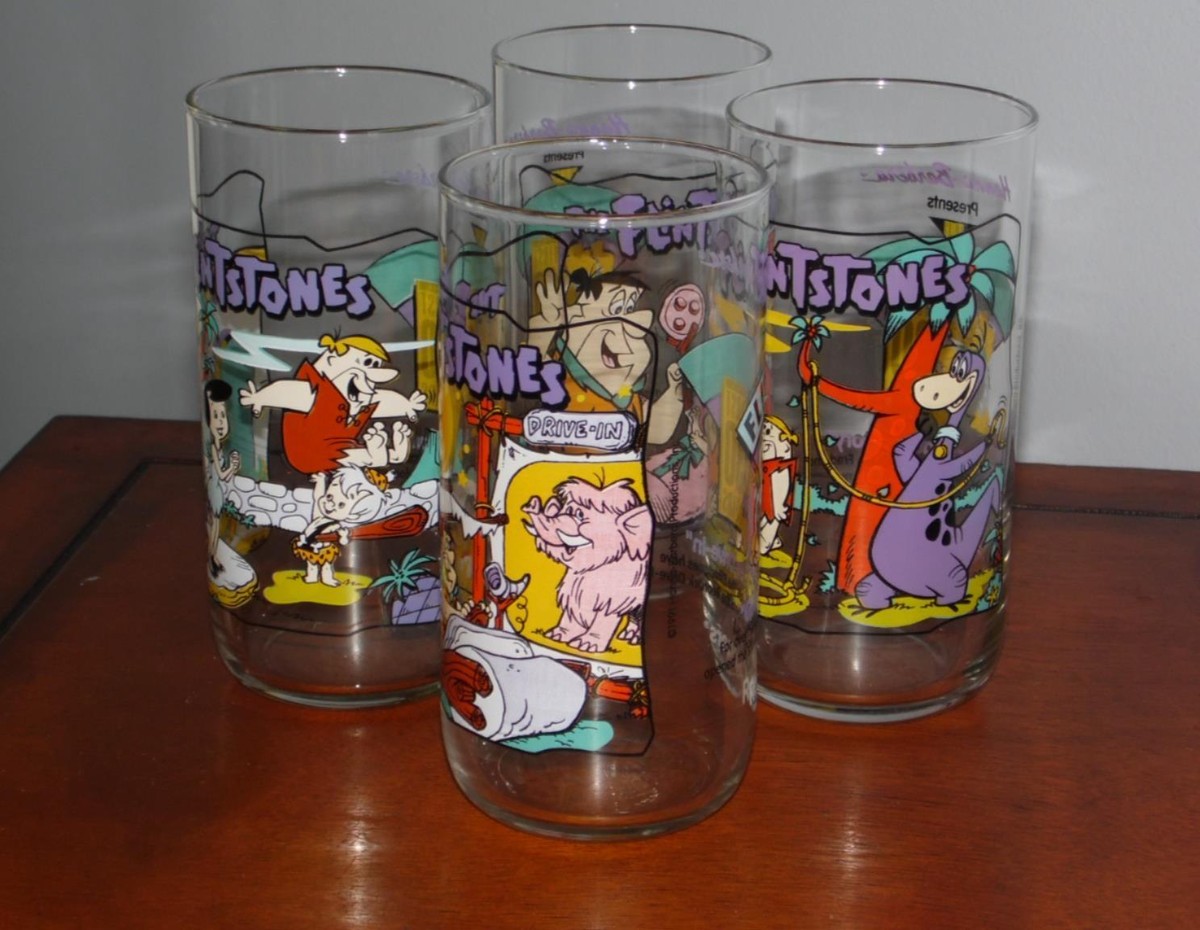 Vintage Set of 4 The Flintstones First 30 Years Drinking