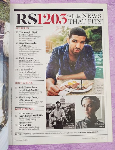 Rolling Stone Magazine Issue 1203 February 2014 Philip Seymour Hoffman Drake - Imagen 4 de 5