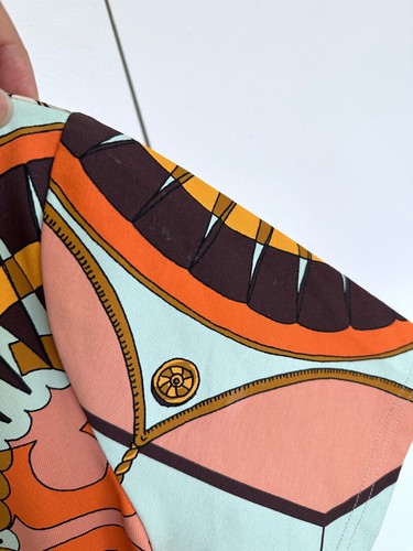 Tory Burch Carousel Printed T Shirt Tee Peach Orange Animal Carnival Cotton S - Picture 14 of 14