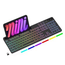 Wireless Keyboard with RGB Backlit Rechargeable Full Size for Gaming  Work