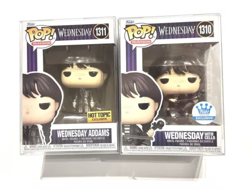 FUNKO WEDNESDAY ADDAMS Cello Exclusive 1310 & HOT TOPIC Metallic WEDNESDAY 1311