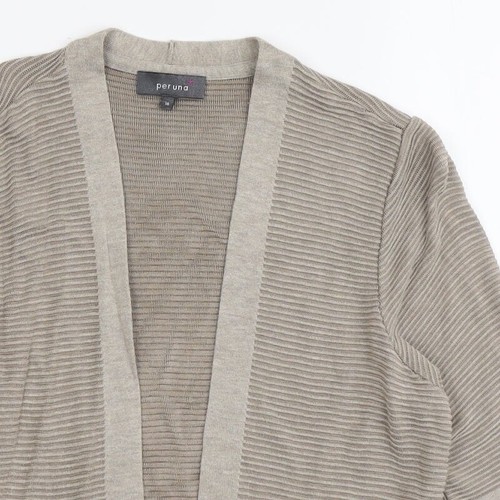 Per Una Womens Beige V-Neck Striped Viscose Blend Cardigan Size 14 - Picture 7 of 12