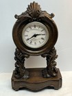 Vintage Home Interiors Mantle Quartz Clock Brown Resin  11"