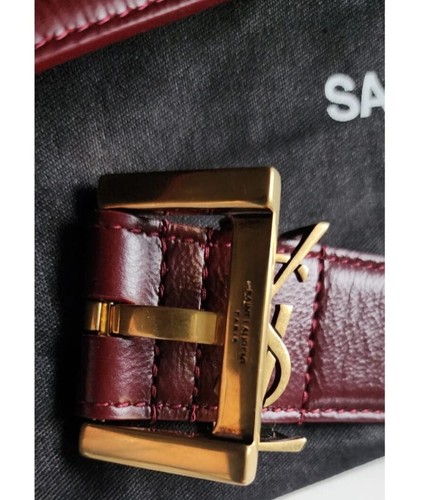 SAINT LAURENT NWT Cassandre Sz 75 Red Monogram Golden Brass YSL Leather Belt - Picture 4 of 10