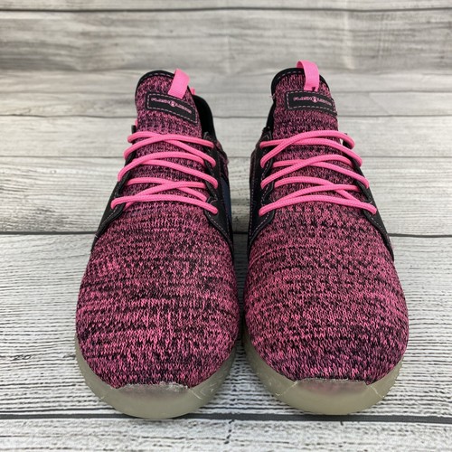 Flash Lights Light Up Sneakers Boys Size 7 Knit Slip On / Lace Up School Shoes - Picture 9 of 13