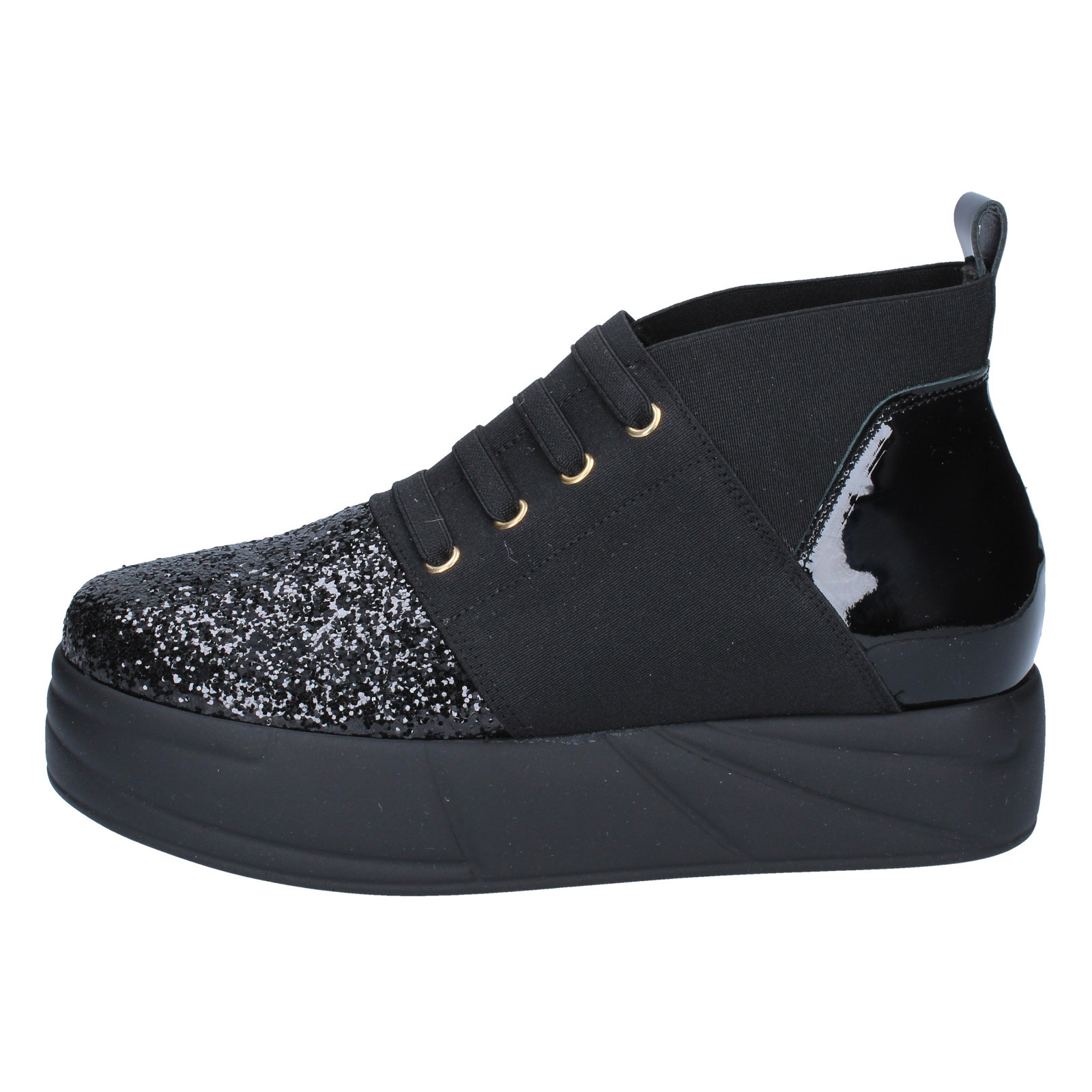 Damen schuhe JEANNOT 37 sneakers schwarz glitter textil lack BX130-37 Damen schuhe JEANNOT 37 sneakers schwarz glitter textil lack BX130-37