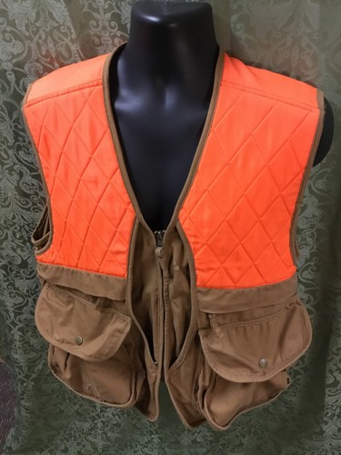 Master Sportsman Bird Hunting Vest Adult M Orange Tan duck canvas Full Zip Shoot - Picture 16 of 16