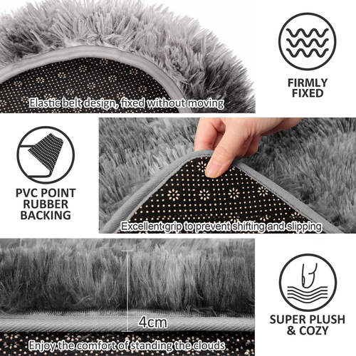 3 Piece Thicken 0.4" Bath Rugs Set, Bath Rug, Contour Mat, Toilet Seat Cover, Su - Picture 3 of 12