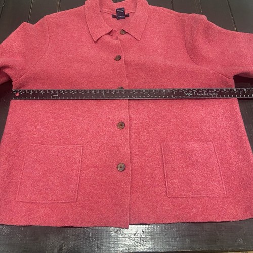Womens Pink LANDS END Textured Wool Blazer Jacket 14 Petite - Picture 6 of 7