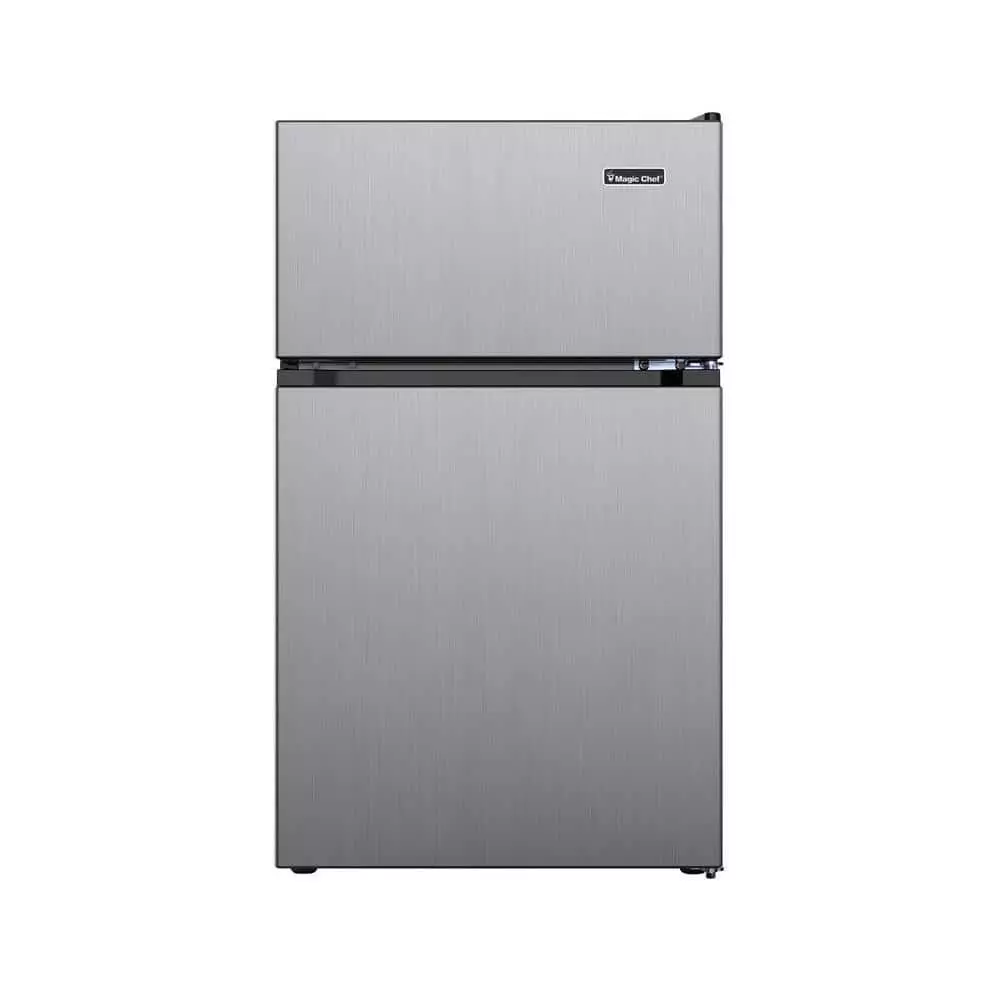 Stainless Steel Look Refrigerator Compact Freezer Two Door Mini Fridge 3.1  cu ft