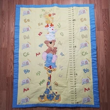 Little Suzy's Zoo Fabric Growth Chart / Baby Quilt Blanket 34.5" x 43"