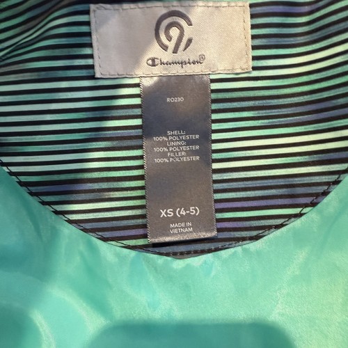 CHAMPION Full Zip Up Blue/Green Purple Striped Hooded Jacket Girls XS 4-5 NWOT - Picture 7 of 11