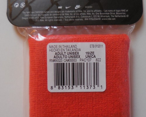 Nike Swoosh Wristbands Tennis 2 1/2" Safety Orange/College Navy One Pair - Picture 5 of 5