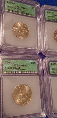 10 STATE QUARTERS LOT (2 EACH) P&D RI, NY, VT, NC,KY All 2000 ICG MS67 SLAB - Picture 3 of 24