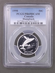1998-Canada-50C-Humpback-Whale-Silver-Coin-PCGS-PR69DCAM
