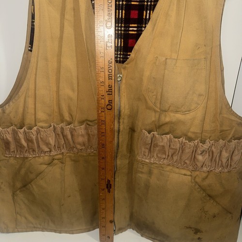 VTG SafTBak Bird Hunting Vest Mens Brown Zip Gamebird 1960s Canvas Shell Pocket - Picture 11 of 14