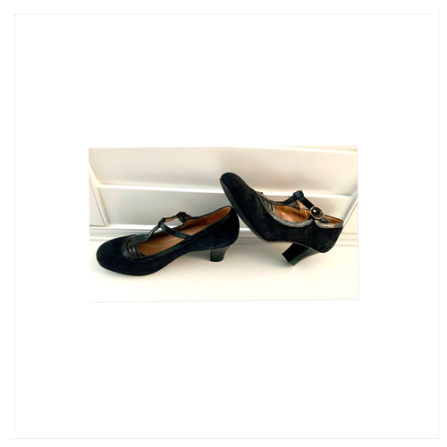 Hotter France black Shoes Vintage Flapper Dance Suede & Patent UK 4exf EU 37 vg - Picture 10 of 24