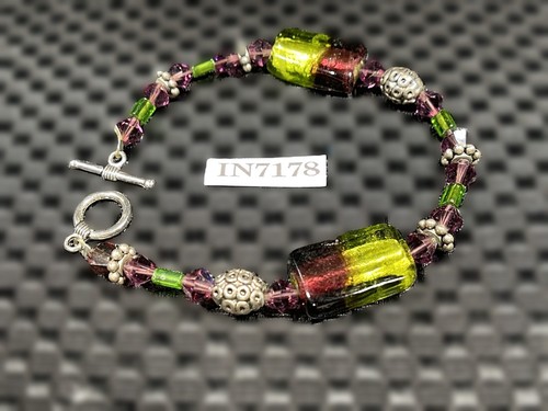 Armband 8" Silber Anhänger & bunte Edelsteine Goshenit/Nephrit IN7178 - Bild 1 von 6